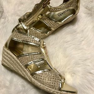 Michael Kors Shoes | Gold Cate Jill Wedge Sandal